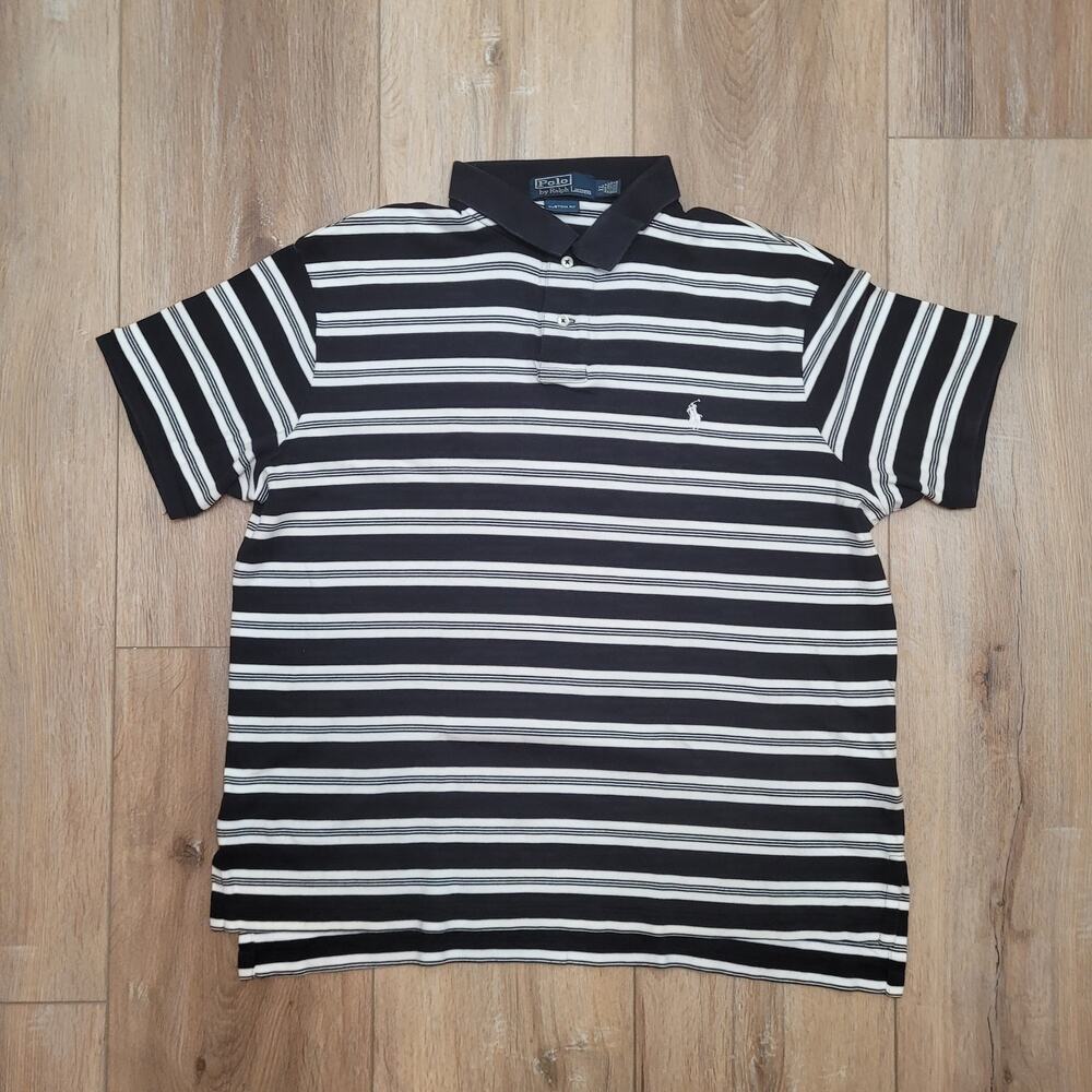 Vintage Y2K Polo Ralph Lauren Polo Shirt XL Cropped Striped Super Soft Cotton